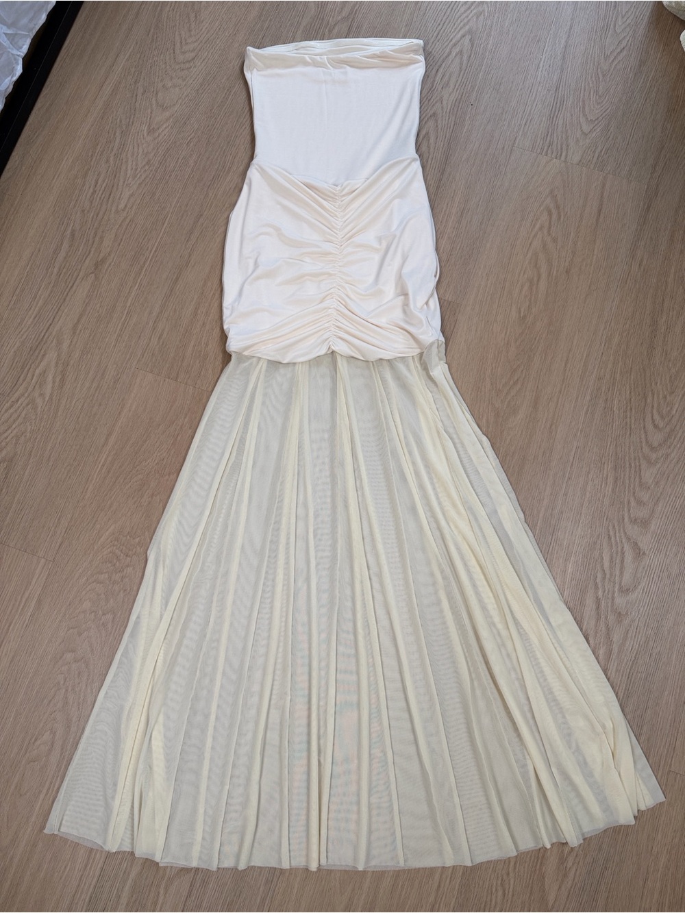 NWOT Meshki Caspian Strapless Mesh Slinky Maxi Dress S - Picture 10 of 11
